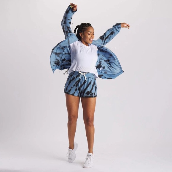 Feat Pants - Feat Clothing women shorts in sweatshirt material | large | “Volt” blue tie-dye